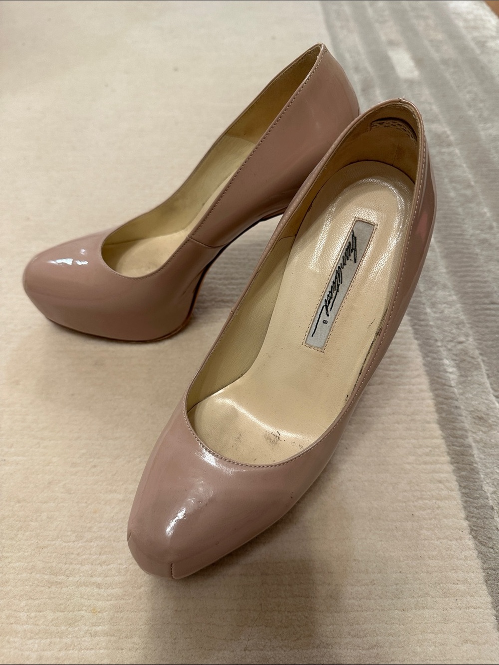 Brian Atwood Blush Patent Platform Pumps